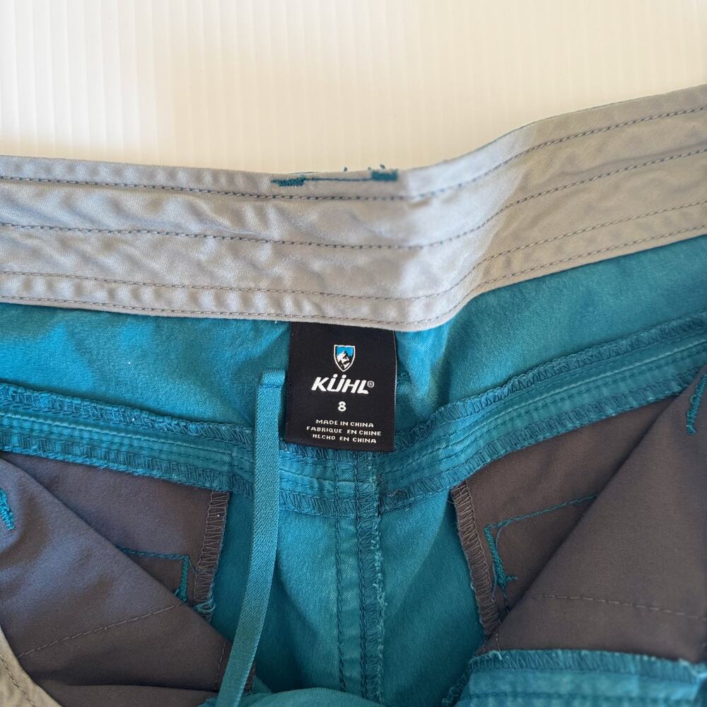 KUHL Spire Hiking Shorts Sz 8 Teal Blue UPF50 Gorpcore Sportif Hiking Camping - Picture 4 of 15
